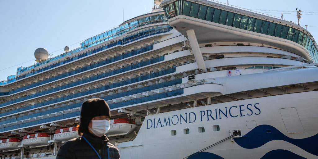 Kapal Diamond Princess sewaktu dikarantina di Yokohama,Jepang. (Foto: istimewa)