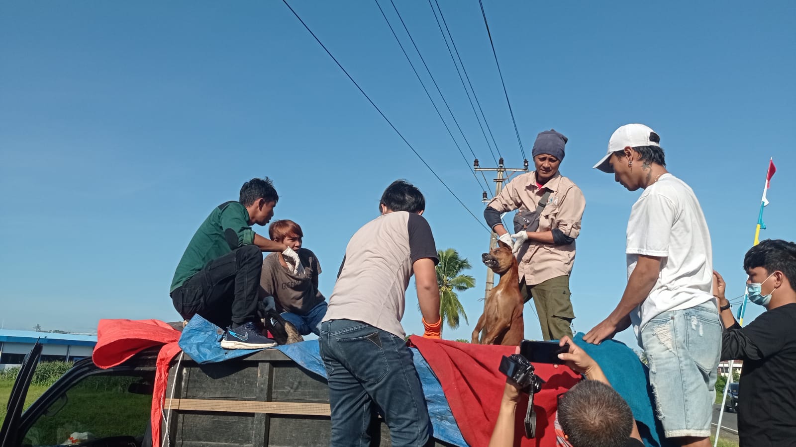 Robin bersama beberapa rekannya saat operasi pemeriksaan tumbuhan dan satwa liar BKSDA Sulut, (Foto: Neno Karlina).