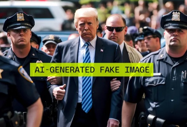 Perangkat lunak Midjourney dapat digunakan untuk membuat informasi yang salah, seperti gambar palsu Donald Trump yang ditangkap. (Gambar: Will Joel / The Verge)