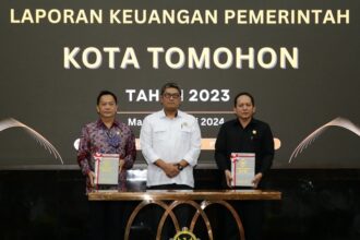 Pemerintah Kota Tomohon telah berhasil meraih opini Wajar Tanpa Pengecualian (WTP) untuk kesebelas kalinya berturut-turut atas Laporan Keuangan Pemerintah Kota Tomohon Tahun Anggaran 2023, (Foto: Pemkot Tomohon).