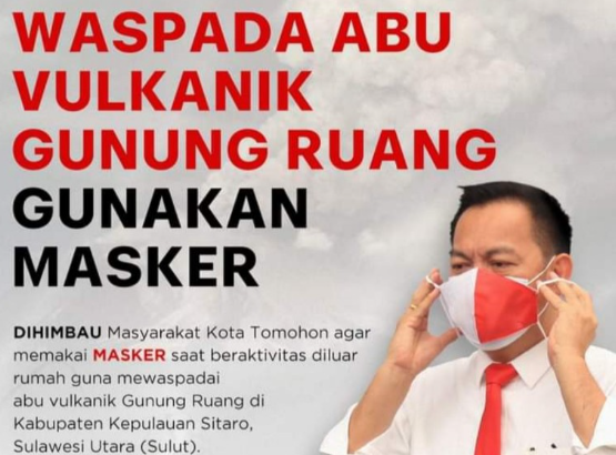 Wali Kota Tomohon imbau warga gunakan masker, (Foto: Pemkot Tomohon).