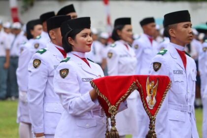 Penampilan tim Paskibraka saat Harlah Pancasila diapresiasi Penjabat Bupati Sitaro