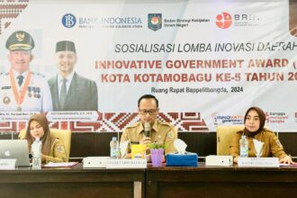 Suasana saat Sekot Kotamobagu, Sofyan Mokoginta (tengah) melakukan sosialisasi lomba IGA, (Foto: Bapelitbangda KK).