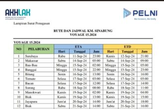 Jadwal dan rute kapal Pelni Sinabung untuk Agustus dan September 2026