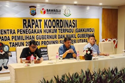 Bawaslu Sulut Perkuat Koordinasi Penegakan Hukum Pilkada 2024 melalui Rakor Gakkumdu