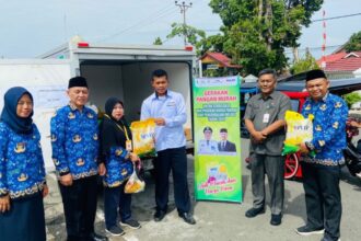 Suasana gerakan pangan murah di aun-alun boki hontinimbang kotamobagu, senin (23/9/2024) (foto: lamk/kuasa. Net).