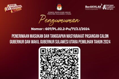 Penerimaan masukan dan tanggapan masyarakat terhadap pasangan calon Gubernur dan Wakil Gubernur Sulut 2024