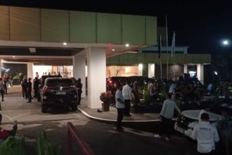 Suasana halaman hotel sutan raja kotamobagu, jelang debat calon gubernur, (foto: zonautara. Com/sajidin kandoli).