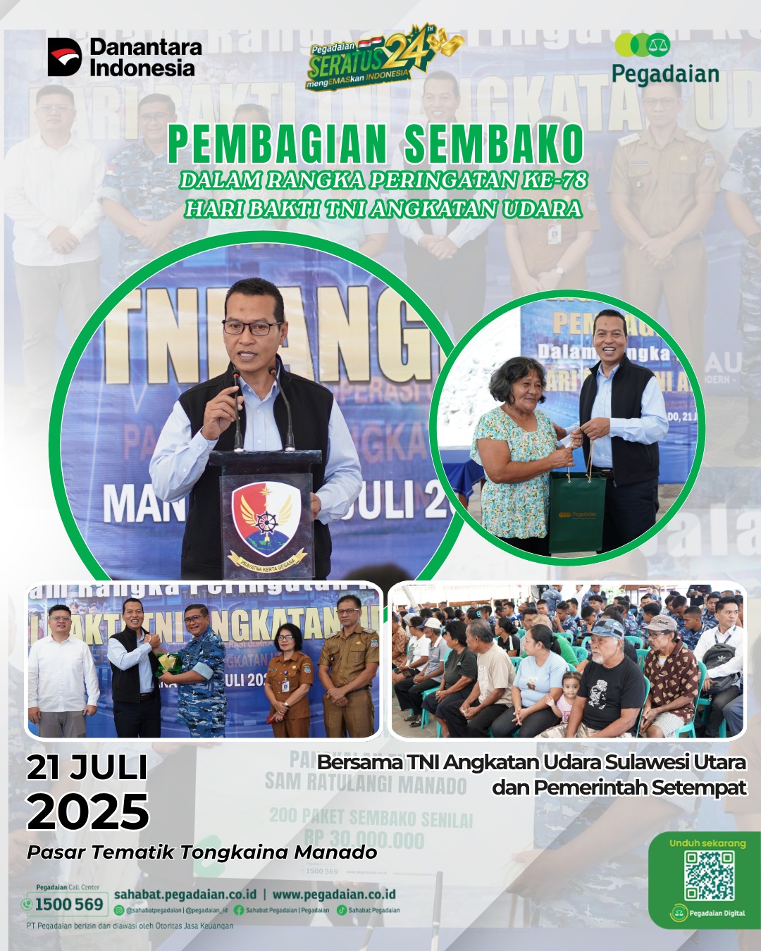 Kolaborasi Pegadaian dan TNI AU: Pelayanan kesehatan, pembagian sembako dan edukasi keuangan