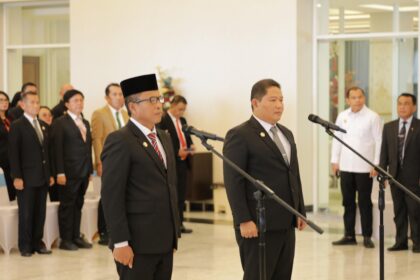 Suasana pelantikan Pj Sekprov Sulut, Tahlis Galang, (Foto: Diskominfo KK).