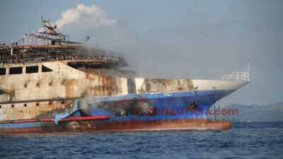 FOTO: Kondisi KM Barcelona V.A usai alami kebakaran