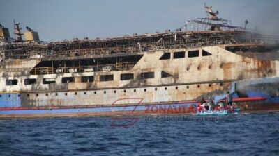 FOTO: Kondisi KM Barcelona V.A usai alami kebakaran