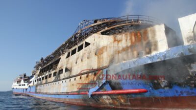 FOTO: Kondisi KM Barcelona V.A usai alami kebakaran