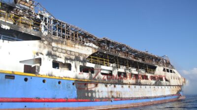 FOTO: Kondisi KM Barcelona V.A usai alami kebakaran