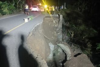 Sepanjang 12 meter ruas jalan di Muntoi, Bolmong amblas