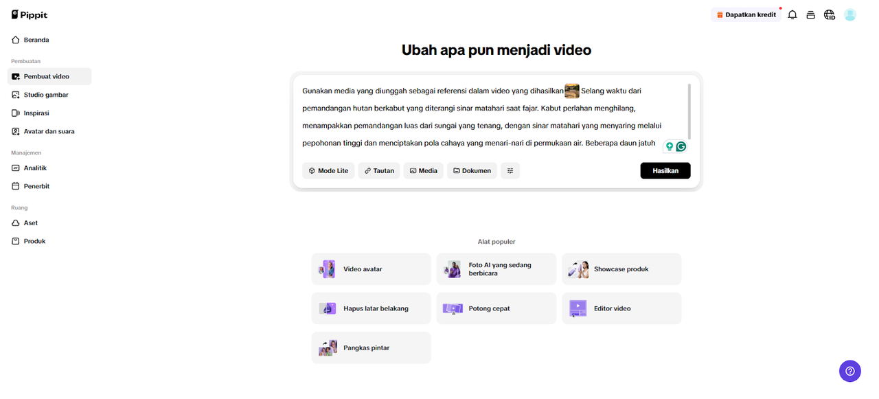 Tambahkan efek lens flare dengan foto jadi video AI gratis 20 ai