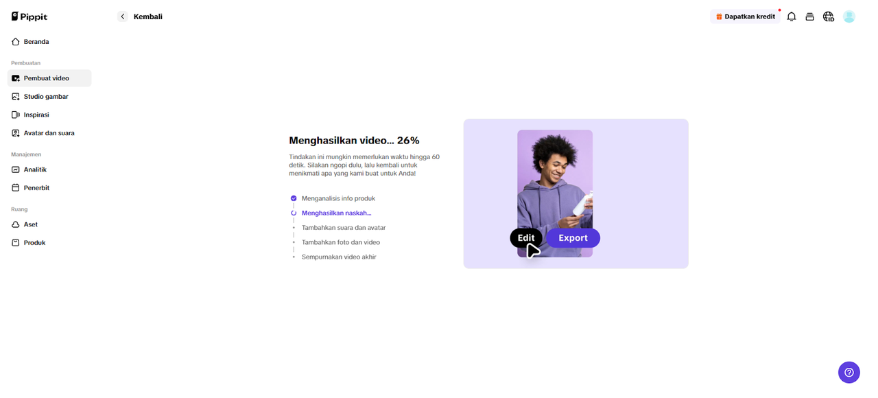 Tambahkan efek lens flare dengan foto jadi video AI gratis 21 ai