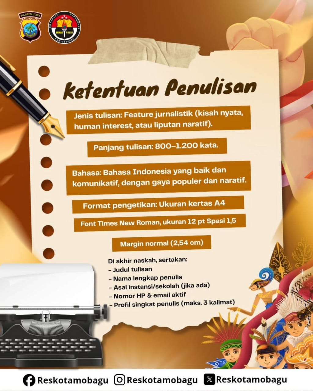 Kapolres Kotamobagu ajak pemuda ikut lomba menulis feature, tuangkan ide dan rajut persatuan 20 Kapolres Kotamobagu ajak pemuda ikut lomba menulis feature, tuangkan ide dan rajut persatuan