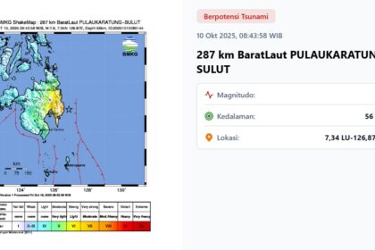 BREAKING NEWS: Tsunami terdeteksi di Essang Kepulauan Talaud