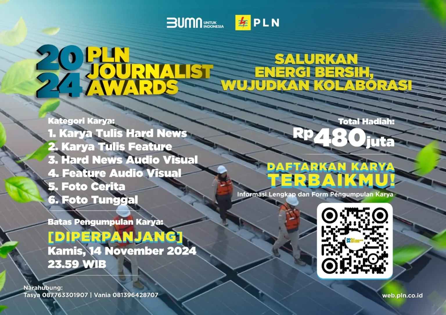 Batas waktu pendaftaran PLN journalist award 2024 diperpanjang hingga 14 November 2024