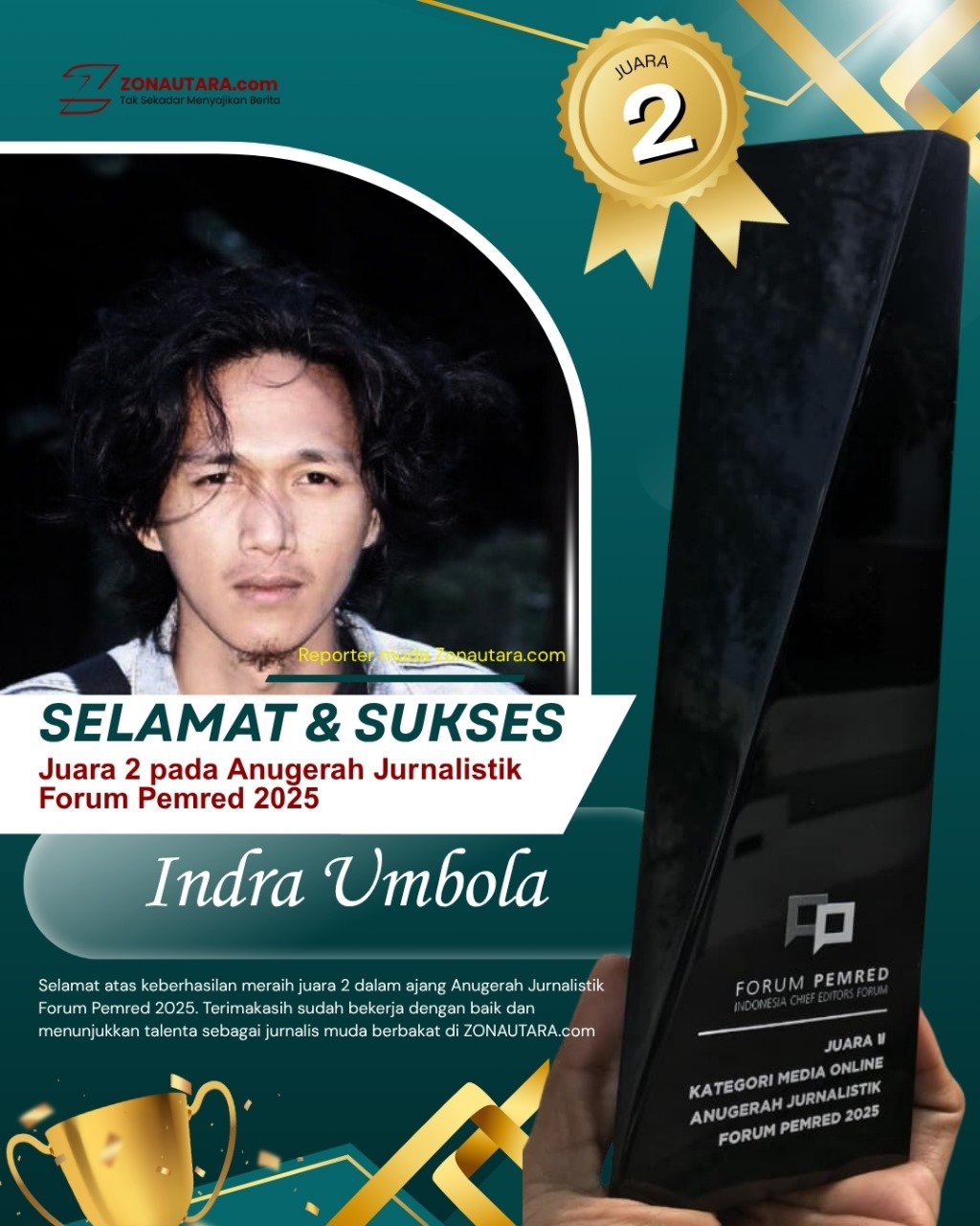 Jurnalis Zonautara.com raih prestasi di AJFP 2025