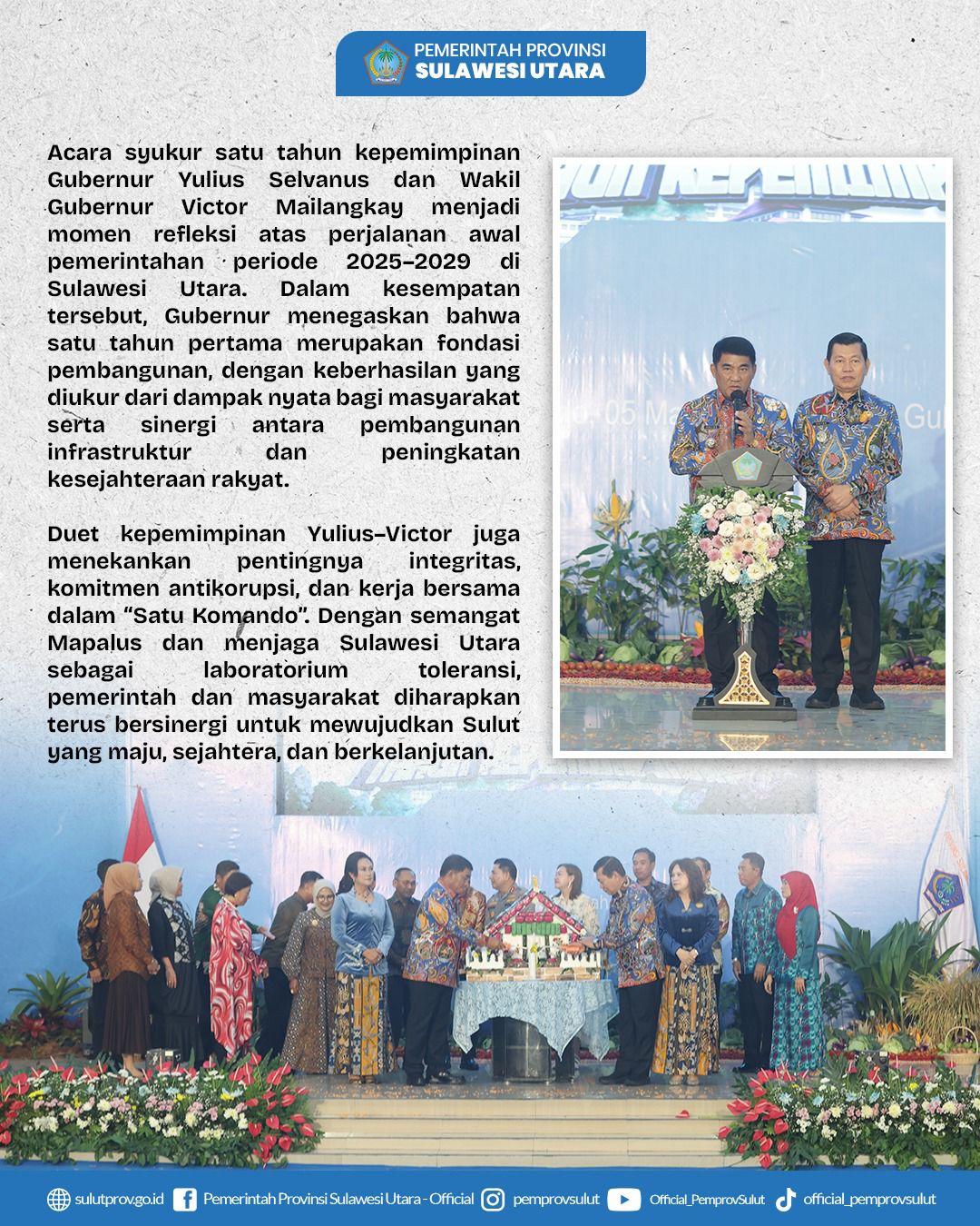 Satu tahun menjaga amanah: Duet Yulius-Victor tegaskan komitmen membangun Sulut dalam 'satu komando'