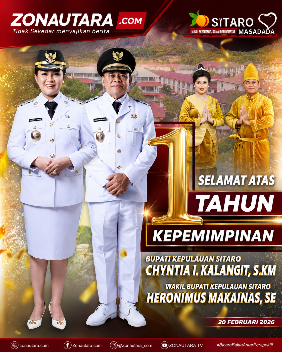 Selamat dan Sukses atas Satu Tahun Kepemimpinan Bupati dan Wakil Bupati Kepulauan Sitaro