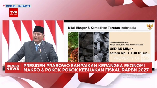 Prabowo Sebut Tiga Komoditas Ekspor Andalan, Devisa Rp 1.100 Triliun