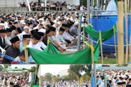 Suasana shalat Idul Adha di Alun-alun Boki Hontinimbang dan lapangan Aruman Jaya Motoboi kecil, Rabu (27/5/2026) (foto: Kuasa.net)