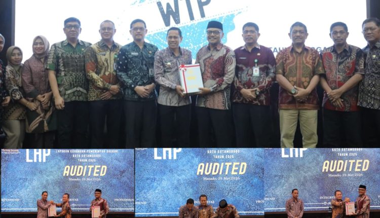 Wali Kota Kotamobagu saat menerima Opini WTP ke 13 dari BPK di Manado, Jumat (29/5/2026) (foto: Kuasa.net)