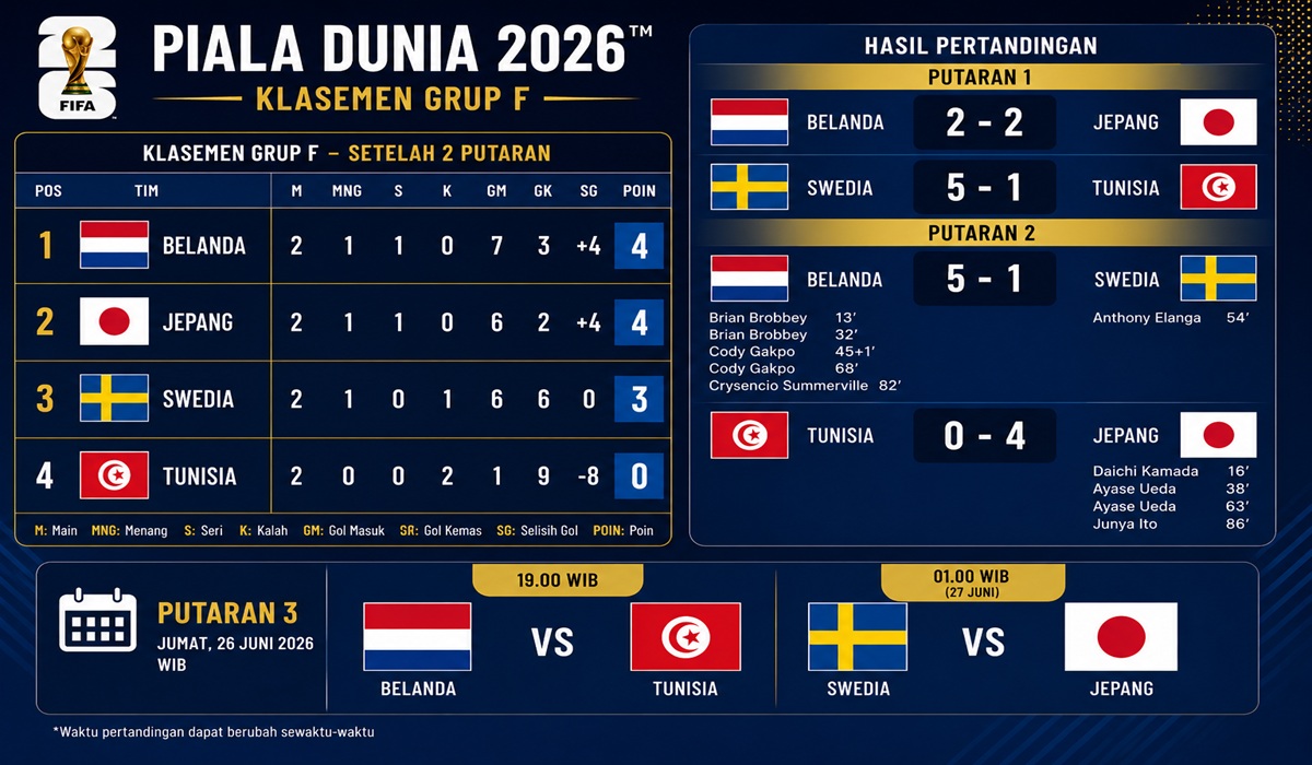 Persaingan Ketat Belanda dan Jepang di Grup F Piala Dunia 2026