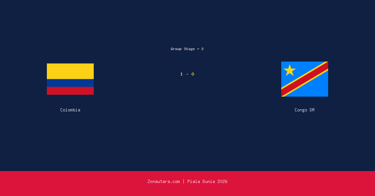 Colombia Menang Tipis Atas Congo DR di Piala Dunia 2026