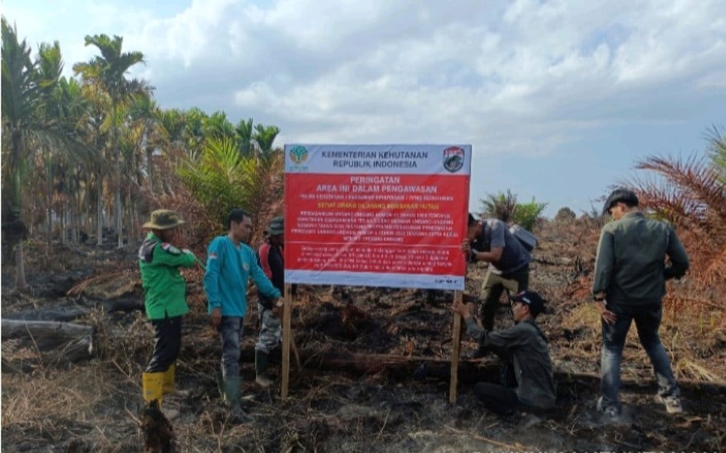 Kemenhut Segel Lahan Bekas Kebakaran PT TCP di Musi Banyuasin