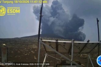 Gunung Anak Krakatau Alami Tiga Kali Erupsi Minggu Siang