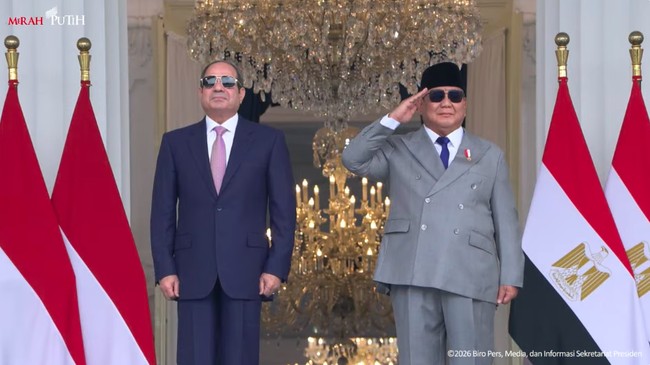 Prabowo Sambut Presiden El-Sisi di Istana Negara