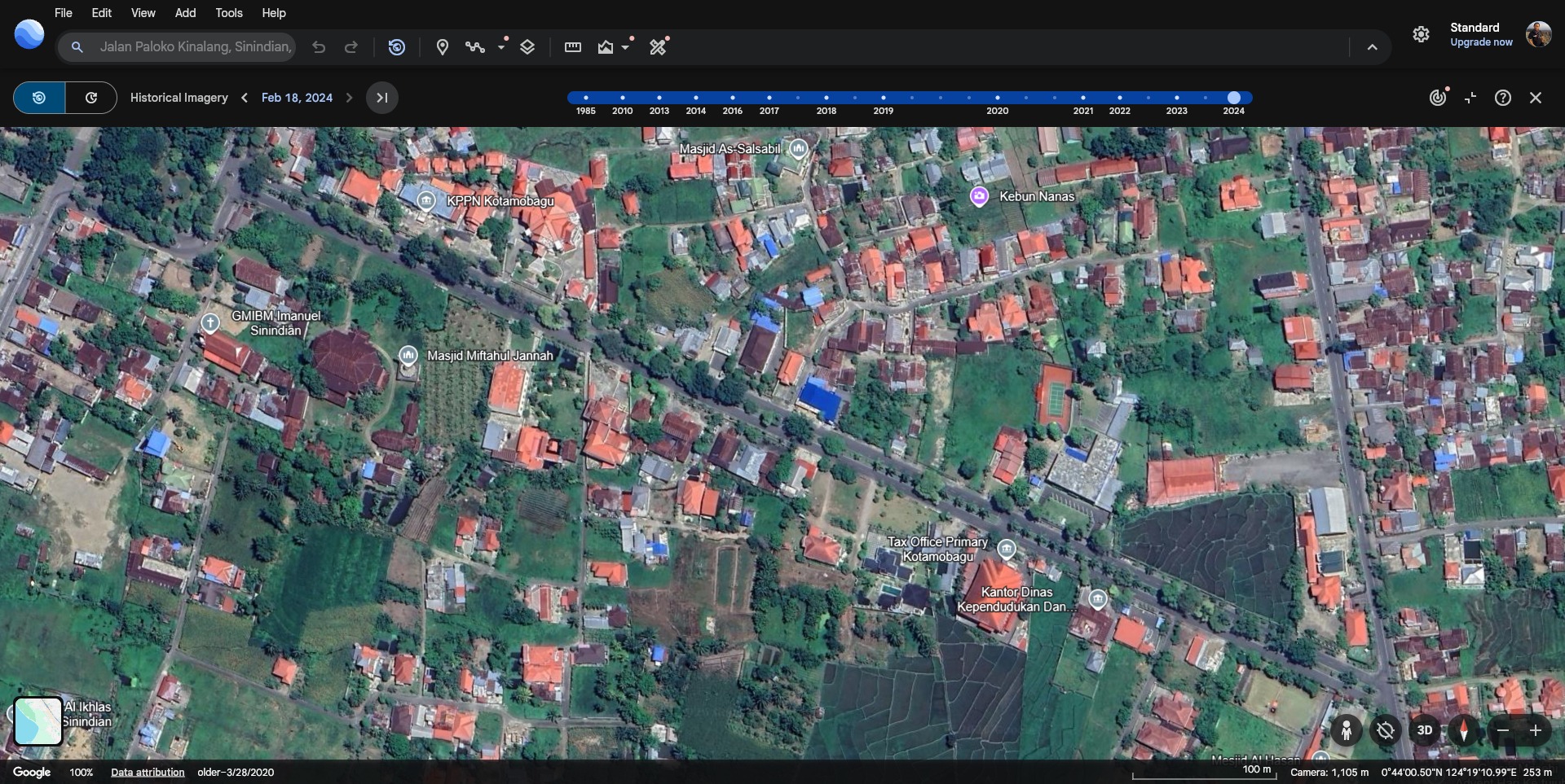 Citra Google Earth kawasan Paloko Kinalang pada 2024