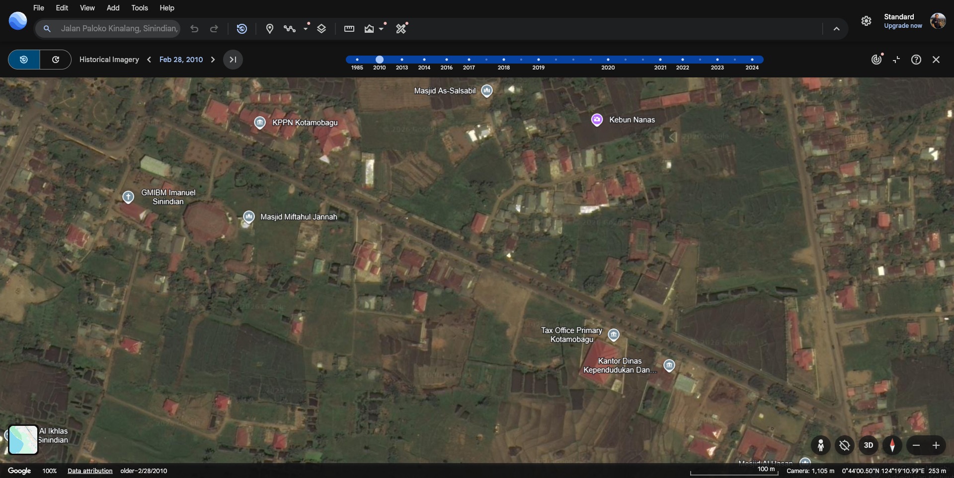 Citra Google Earth kawasan Paloko Kinalang pada 2010